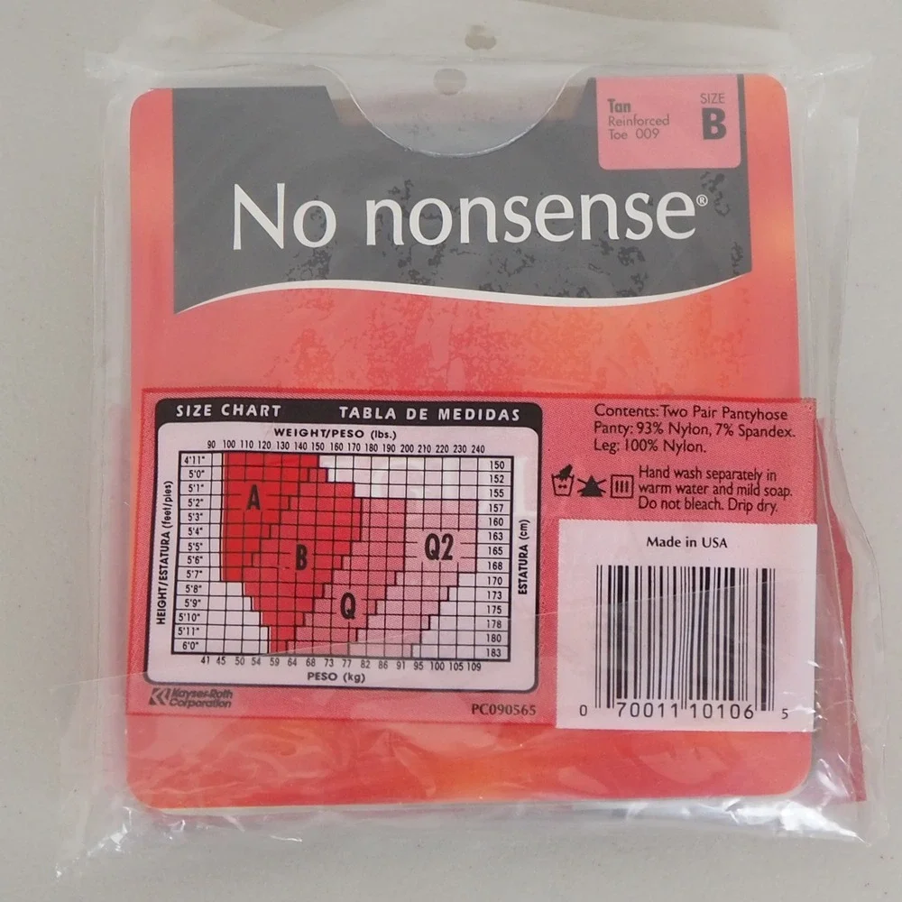 VTG New No Nonsense Regular Pantyhose Lot Size B Reinforced Toe 6 Pairs Various‎